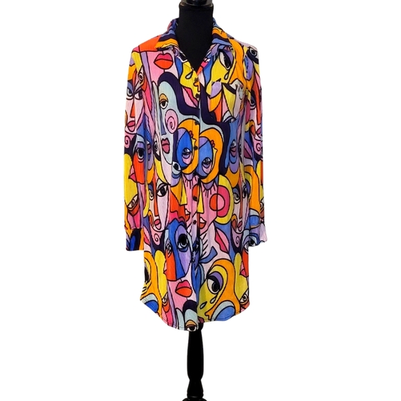 Fashion Nova Abstrat  Crinkle Shirt Dress - Picture 3 of 13